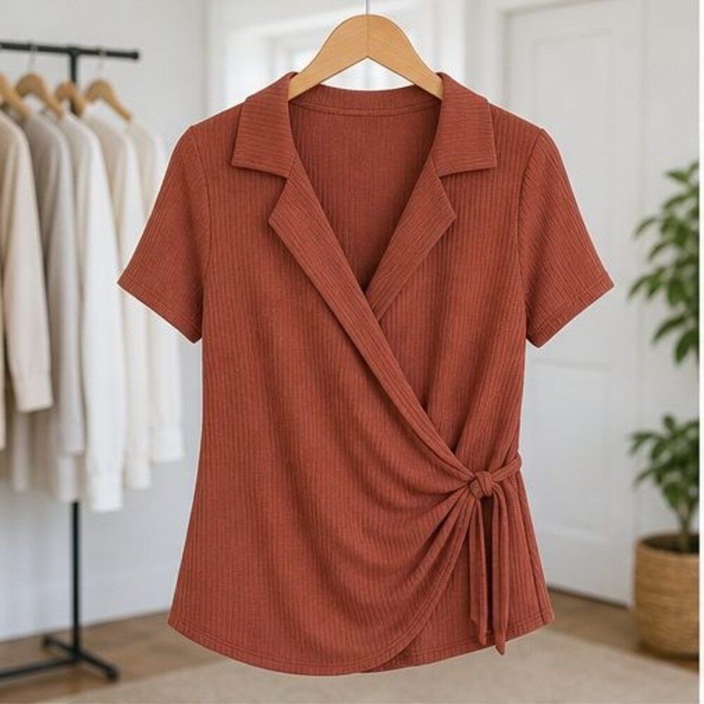 Rust V Neck Top